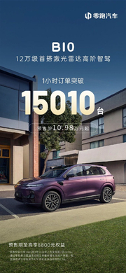 零跑B10预售订单突破15010台