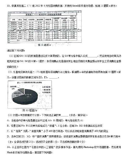 2022高考技术真题及参考答案 (浙江卷)