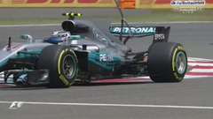 F1中国站FP3博塔斯T型翼掉了