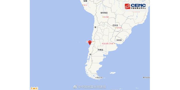 智利中部沿岸近海附近发生6.8级左右地震
