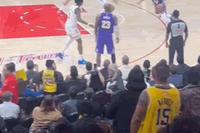 东契奇嗜血三分 里夫斯从背后怒推一把&詹姆斯布朗尼比77还兴奋