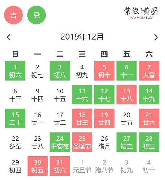 12月旅游吉日