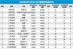 2020年6月TOP30 SUV销量投诉量对应点评