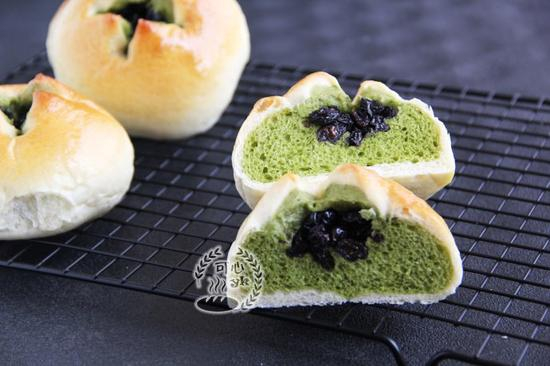 抹茶双色开口笑包