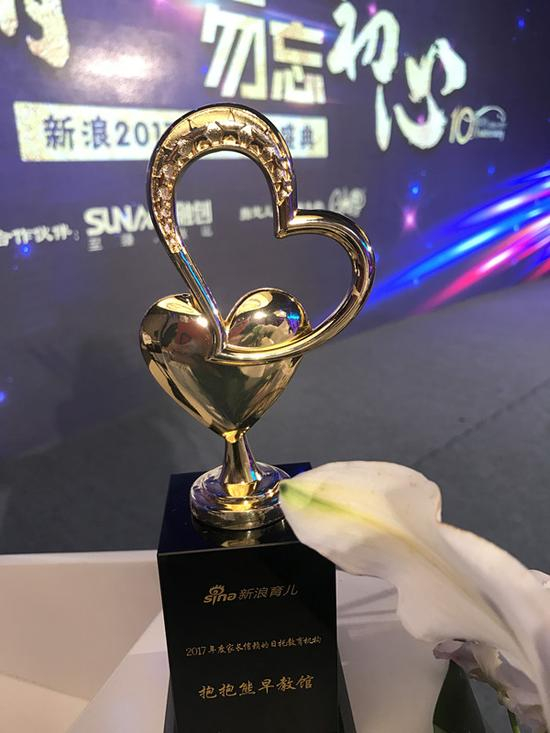抱抱熊早教馆荣获新浪2017育儿盛典家长信赖的日托教育机构大奖