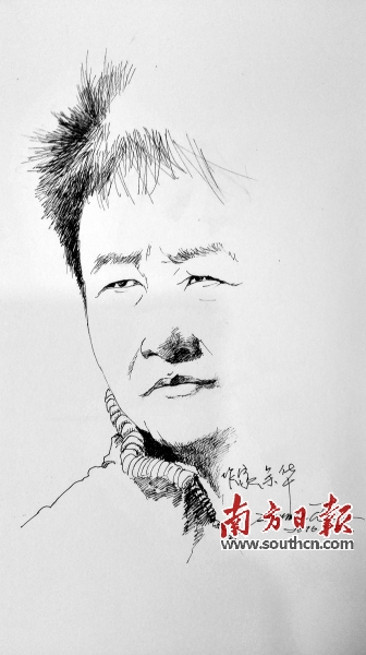 作家余华。可汗/绘图
