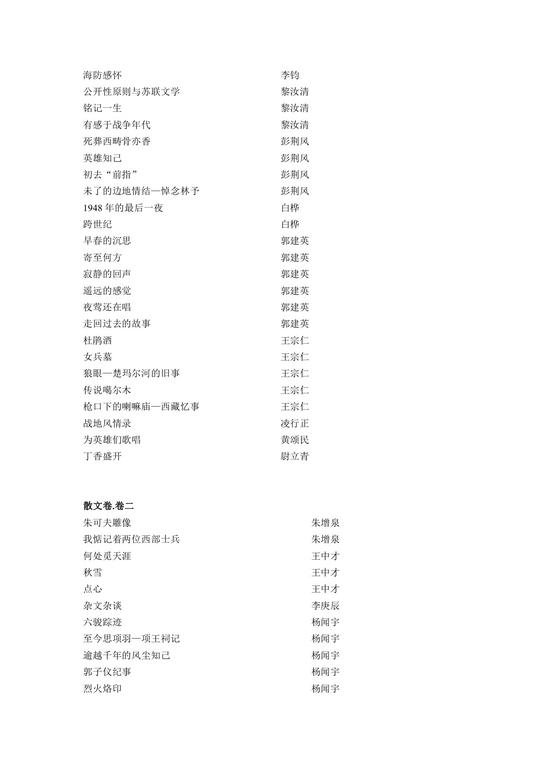 《中国军旅文学经典大系》书目