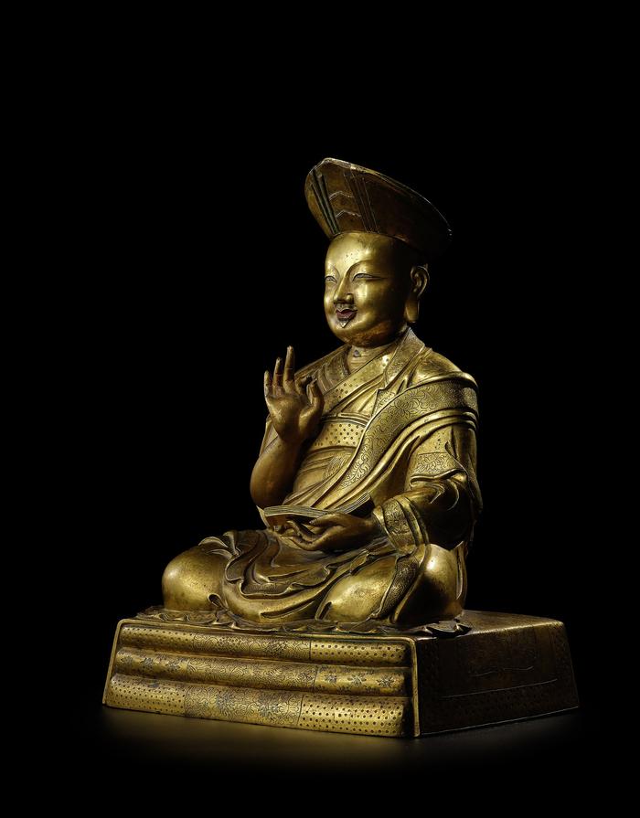清乾隆铜鎏金三世章嘉呼图克图若必多吉像
