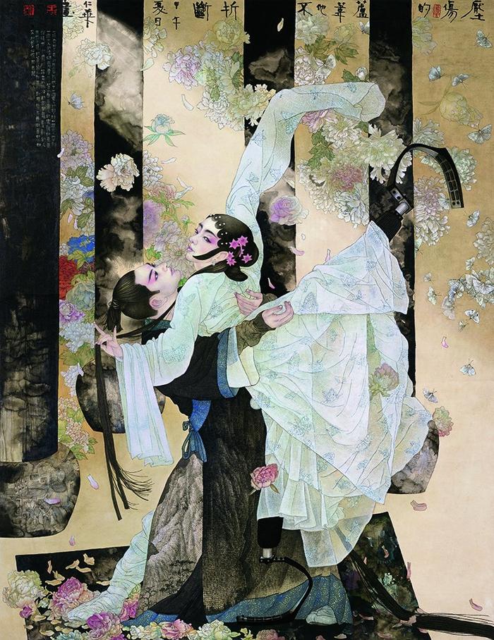 压伤的芦苇祂不折断-220×180cm-纸本水墨-2014年