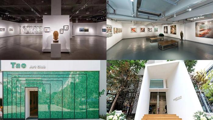 从左至右:金山意库ADC艺术设计中心、傅文俊艺术工作室、Tao‘s Art、艺术仓库当代艺术中心