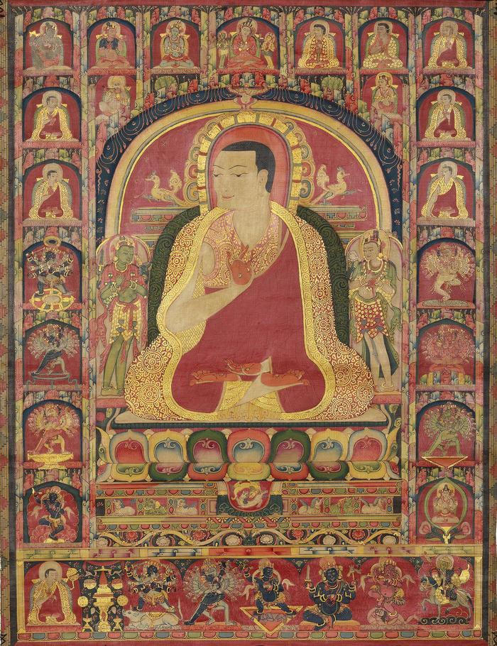 藏中14世纪早期类乌齐寺第二任法台乌坚贡布肖像唐卡