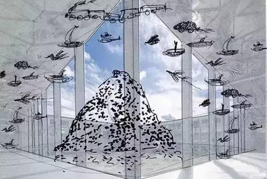 《蓬莱山》，蔡国强
