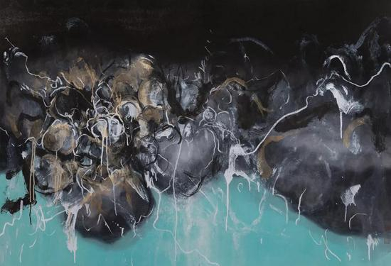 王永成 《塘》&nbsp; 宣纸综合材料 96X140CM 2018