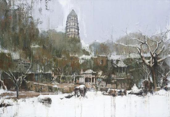 翟晓声《雪霁塔影》190X135cm 2018