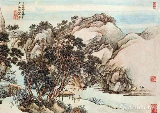 [清]王翬 &nbsp;放翁诗意图册之一 42cm×29.5cm 纸本设色 广东省博物馆藏