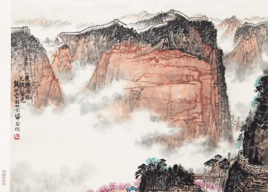 钱松嵒 &nbsp;长城内外&nbsp;设色纸本 立轴 93x68cm