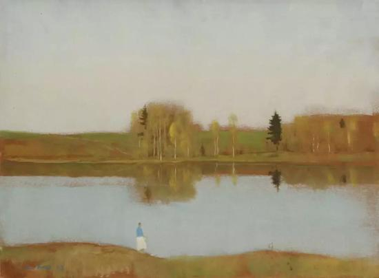 《静寂的秋天》1982年&nbsp; 39x53cm&nbsp; 纤维板油彩