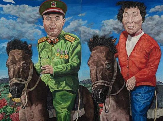 　　刘炜《革命家庭系列：云游时光》（双联作） 　　估价：15，000，000 - 20，000，000 港元 　　成交价：35，587，500 港元