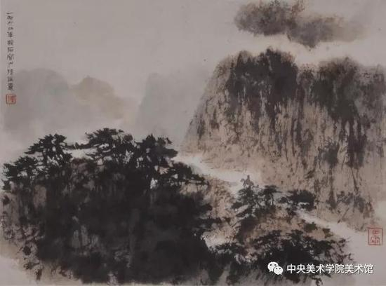 傅抱石 &nbsp;风景 &nbsp;纸本设色 &nbsp;34.5×46cm &nbsp;1962 &nbsp;中央美院美术馆藏