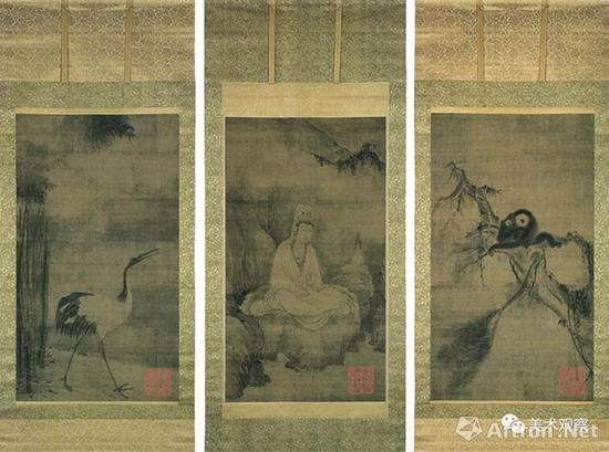 [南宋] 牧溪&nbsp; 观音猿鹤图&nbsp; 京都大德寺藏