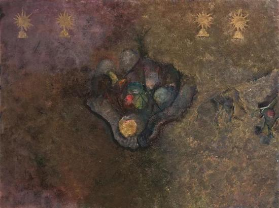 一粒麦子，如果死了，80x60cm，木板综合材料，2018