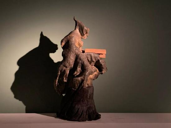 《读书万卷 神交古人》 灵璧石 110×58×40cm&nbsp;李金生