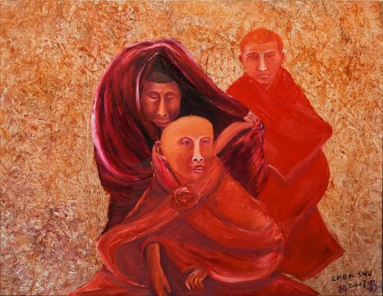 红色系列之九 &nbsp; 2017 &nbsp;布面油画 &nbsp; &nbsp;61x76cm