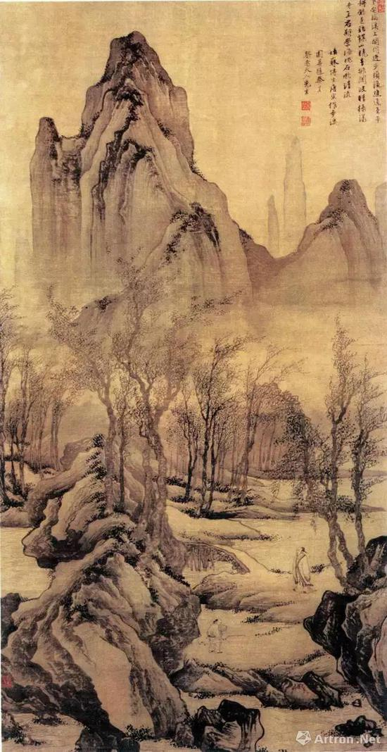 《步溪图》 立轴 绢本 设色 纵159厘米，横84.3厘米 北京故宫博物院藏