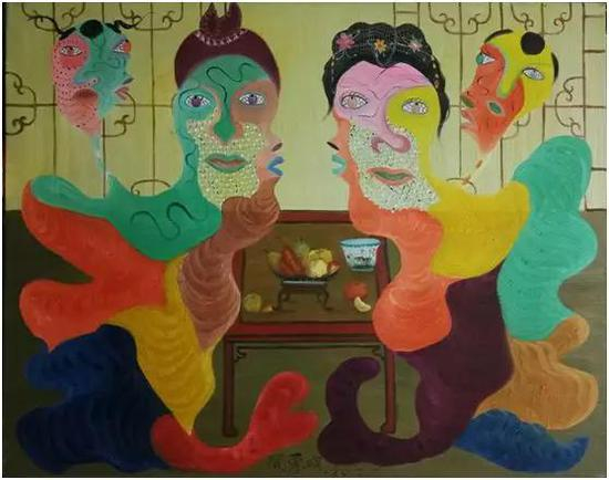 周惠明 &nbsp;天伦之乐 布面油画 80x100cm &nbsp;2018