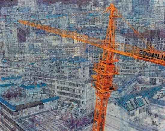 《造城》，布面油画 ，160 x 200 cm ，2014