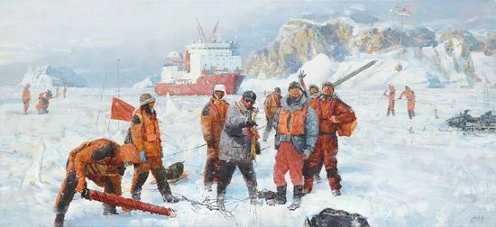 时卫平《极地科考·雪龙号》55X120cm 2018