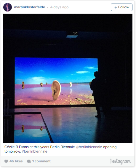 　　[email protected]作品将于明天开幕。#berlinbiennale 图片：ViaInstagram， @martinclosterfelde
