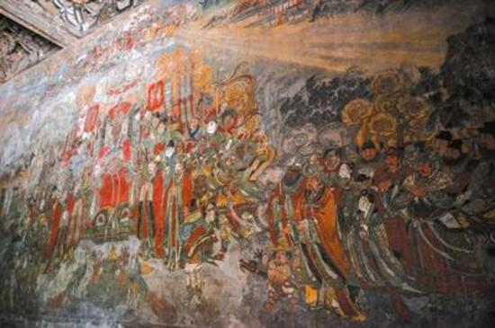 　　广胜寺下寺水神庙壁画，女壁画师的工作场地。