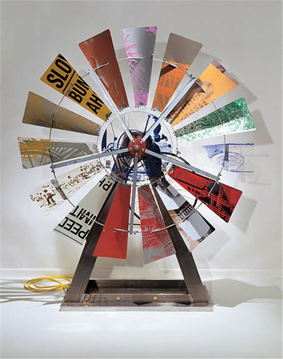 　　法恩沃斯美术馆展出劳森伯格作品《生态-回音8（Eco-Echo VIII）》， 1993年。图片来源： 法恩沃斯美术馆官网
