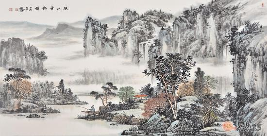 林德坤山水画作品《溪山垂钓图》 收藏 装饰字画作品（作品来源：易从网）
