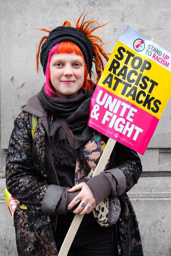 参加反种族歧视游行的伦敦艺术家 摄影：朱晓闻