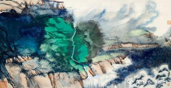张大千《泼彩山水》 2147.6万港币成交 &nbsp;匡时香港2017年春拍