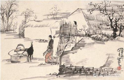 幽静的山村 43x65cm 1933年