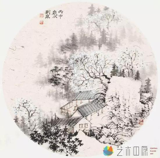 山水团扇二 &nbsp;43X43cm