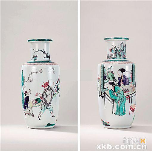  ■清康熙 五彩人物故事纹棒槌瓶