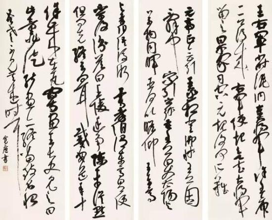 李大旺《大草四条屏》（2014级研究生）