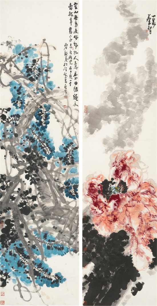 《花鸟八条屏》 240cm×60cm×2 &nbsp;2006年