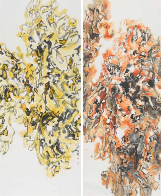《花非花 · 情亦情》&nbsp;&nbsp;360cm×145cm×2 &nbsp;2017年