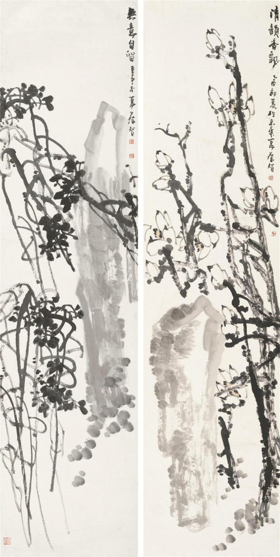 《花卉四条屏》 240cm×60cm×2 2005年