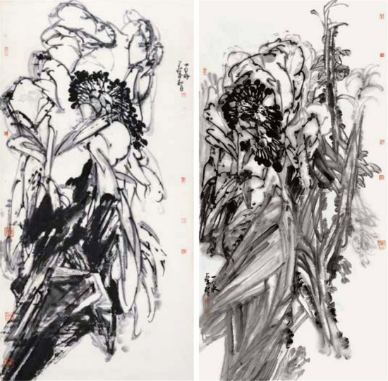 《大写花卉》&nbsp;240cm×120cm×2 &nbsp;2010年