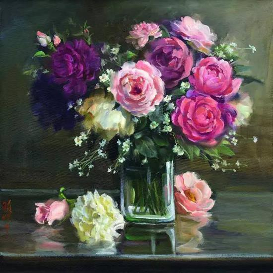 《花卉》&nbsp; 赖礼庠&nbsp; 油画80cm×60cm