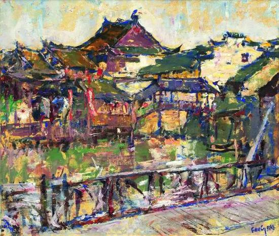 《乌镇夕照》&nbsp;方世聪&nbsp;油画85cm×72cm