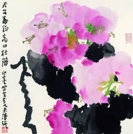 《天台华顶高山杜鹃》&nbsp;陈琪&nbsp; 国画38cm×38cm