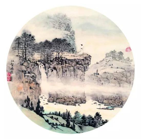 《仁智之乐》&nbsp;阮荣春&nbsp;国画D：32cm