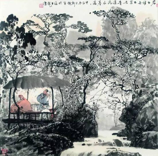 《清溪流水》&nbsp;朱新龙&nbsp;国画67cm×67cm